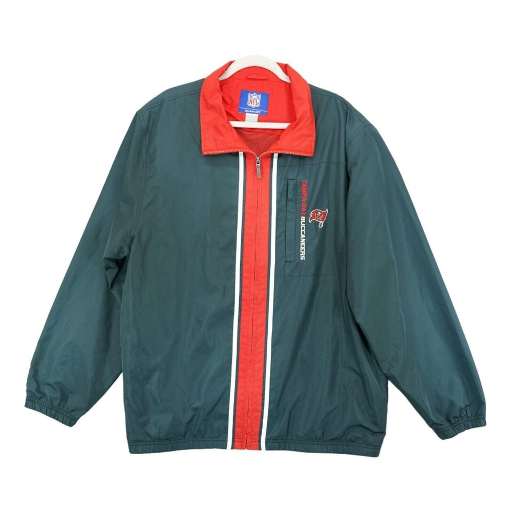 Vintage Reebok NFL Men’s Full Zip Windbreaker Jacket Size XL Gray & Red